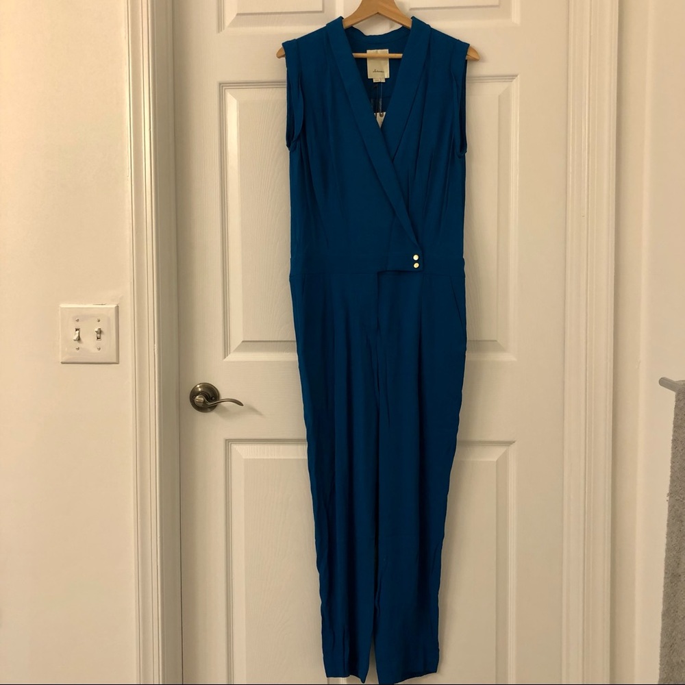 NWT Elevenses Anthropologie Pantsuit in Blue Size 6